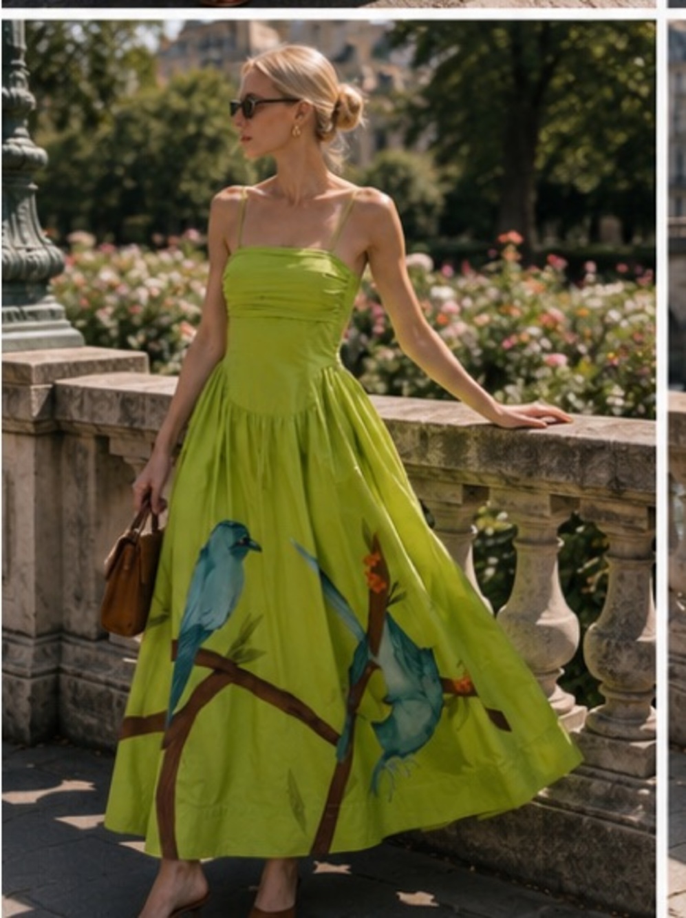 FARM Rio Lime Green Maxi Dress with Blue Bird Print - Picture 6 of 13